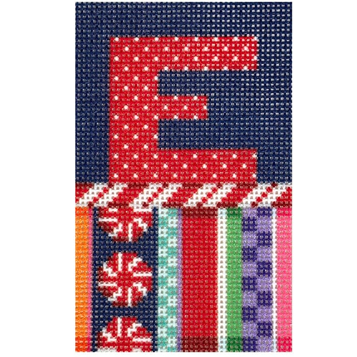 Jolly Stripe Alphabet Letter Printed Canvas Two Sisters Needlepoint E