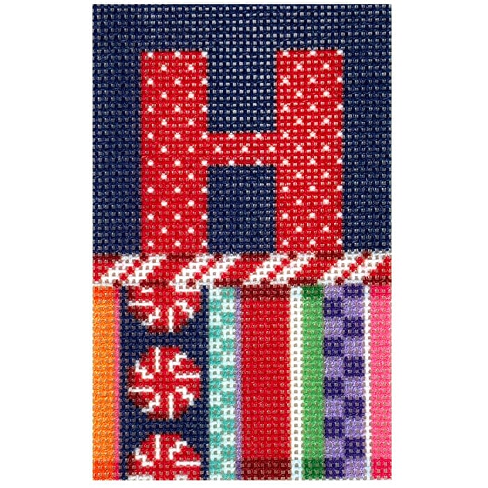 Jolly Stripe Alphabet Letter Printed Canvas Two Sisters Needlepoint H
