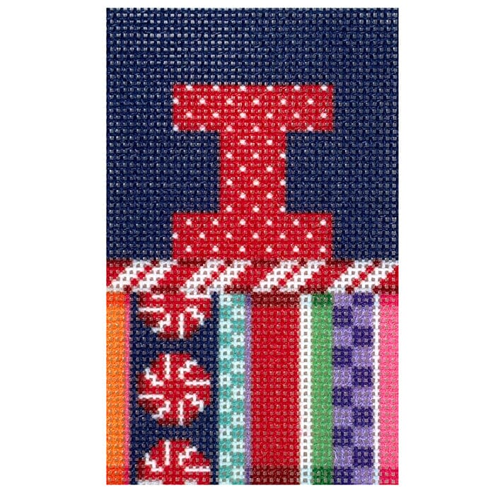 Jolly Stripe Alphabet Letter Printed Canvas Two Sisters Needlepoint I