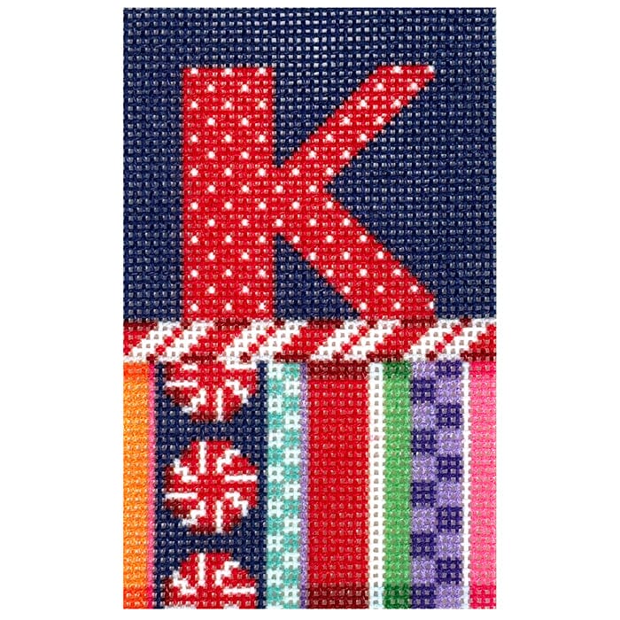 Jolly Stripe Alphabet Letter Printed Canvas Two Sisters Needlepoint K