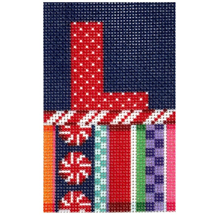 Jolly Stripe Alphabet Letter Printed Canvas Two Sisters Needlepoint L