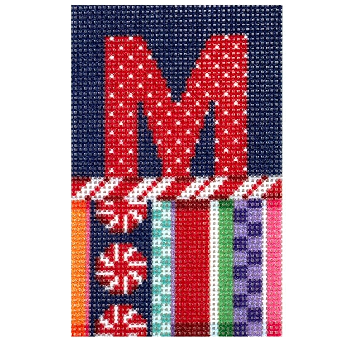 Jolly Stripe Alphabet Letter Printed Canvas Two Sisters Needlepoint M
