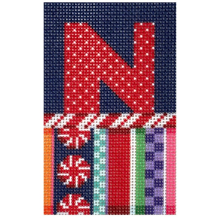 Jolly Stripe Alphabet Letter Printed Canvas Two Sisters Needlepoint N