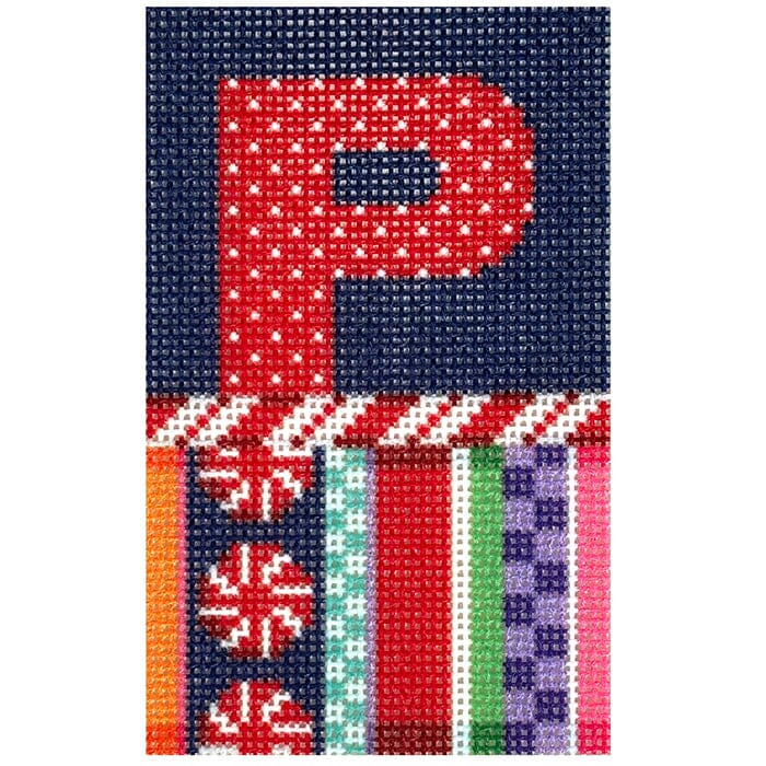 Jolly Stripe Alphabet Letter Printed Canvas Two Sisters Needlepoint P