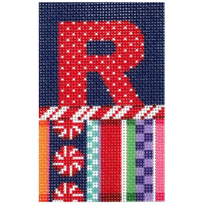 Jolly Stripe Alphabet Letter Printed Canvas Two Sisters Needlepoint R
