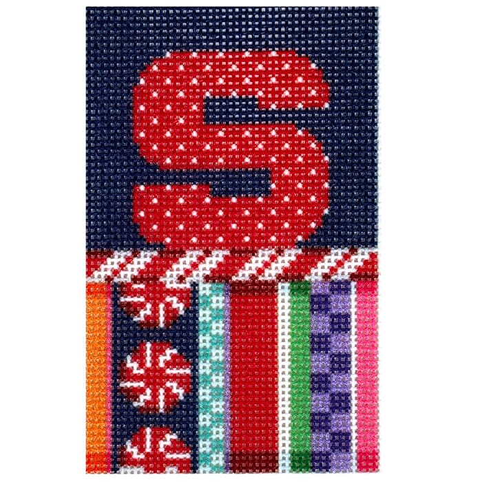Jolly Stripe Alphabet Letter Printed Canvas Two Sisters Needlepoint S