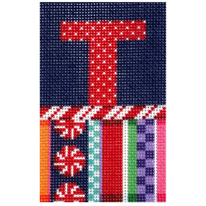 Jolly Stripe Alphabet Letter Printed Canvas Two Sisters Needlepoint T