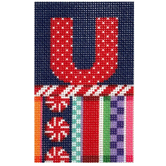 Jolly Stripe Alphabet Letter Printed Canvas Two Sisters Needlepoint U