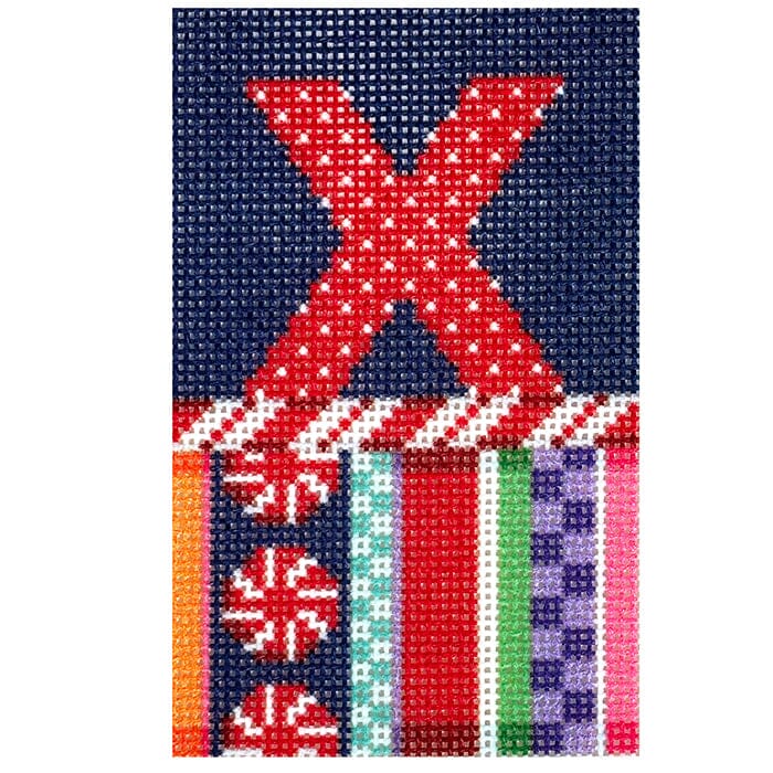 Jolly Stripe Alphabet Letter Printed Canvas Two Sisters Needlepoint X