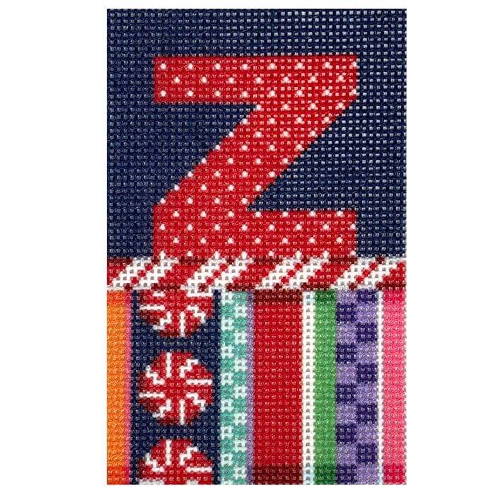 Jolly Stripe Alphabet Letter Printed Canvas Two Sisters Needlepoint Z