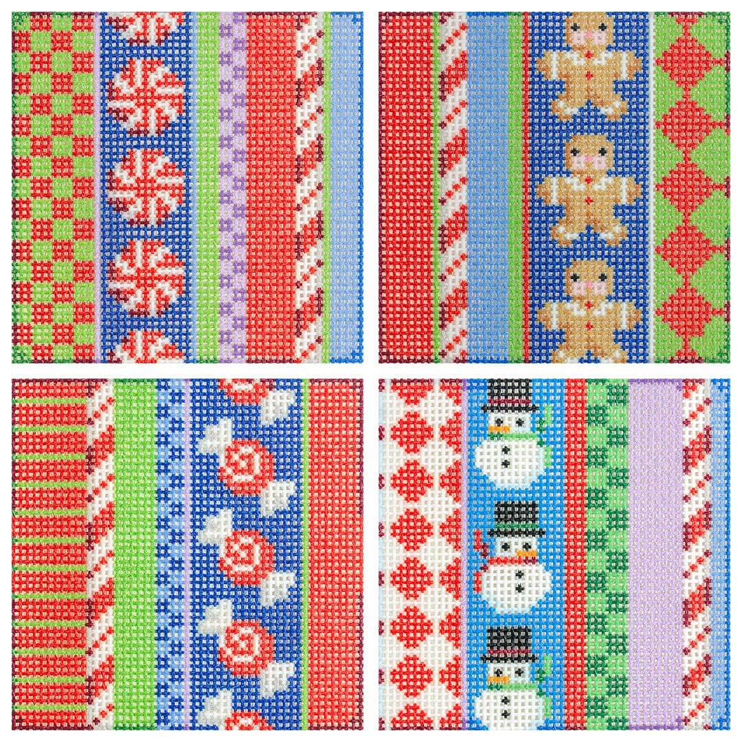 Jolly Stripe Peppermint Coaster Printed Canvas Two Sisters Needlepoint