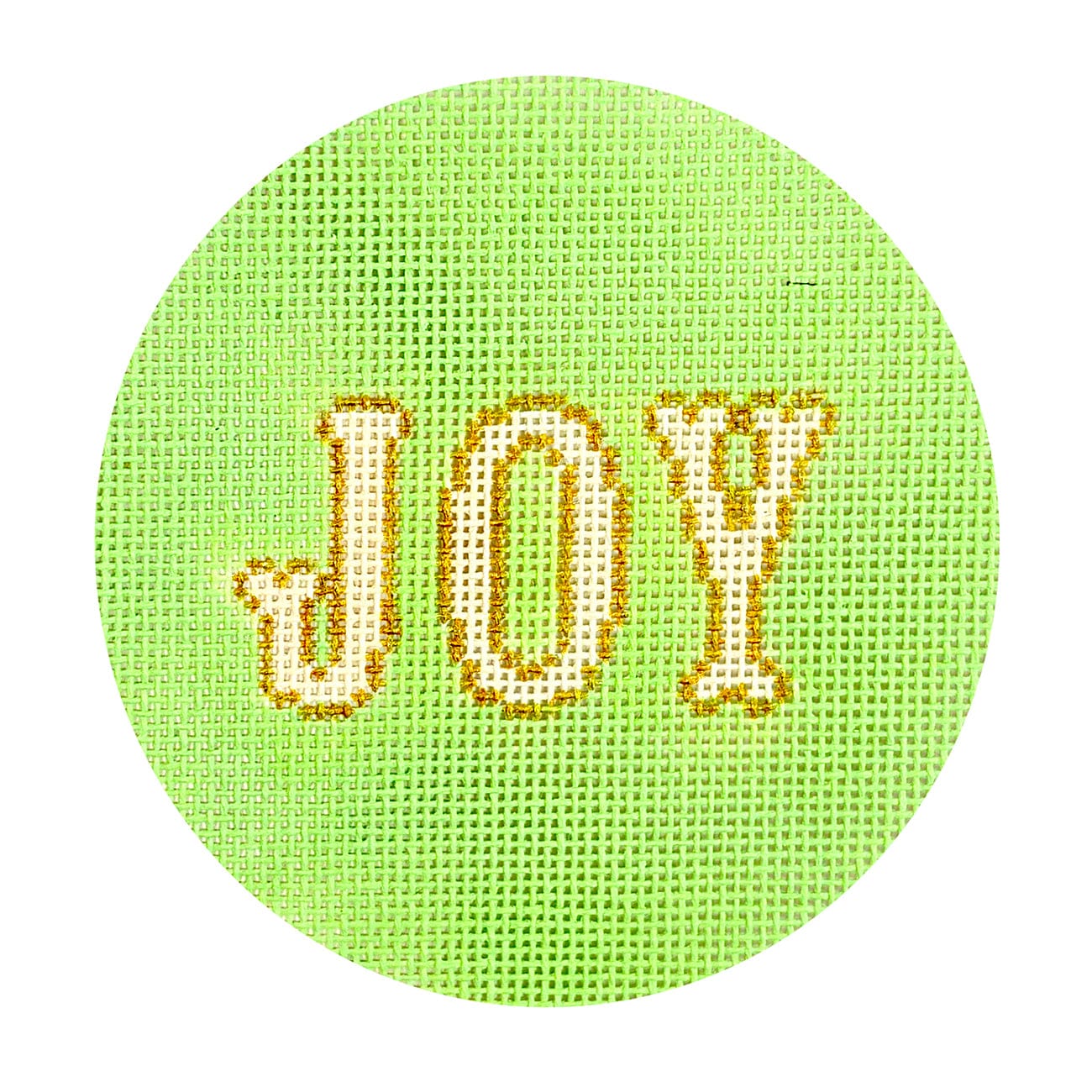 Joy 4 Inch Round Painted Canvas MF Needlepoint - 1