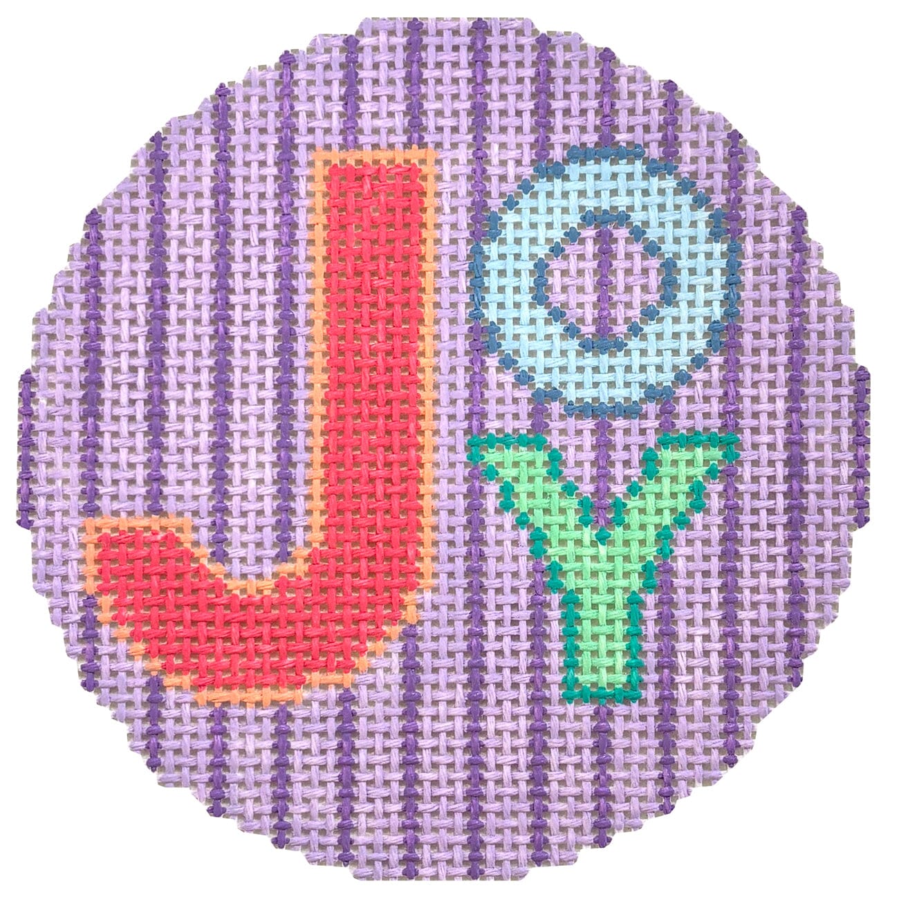 JOY Stripes Round Painted Canvas Love MHB Studio - 1