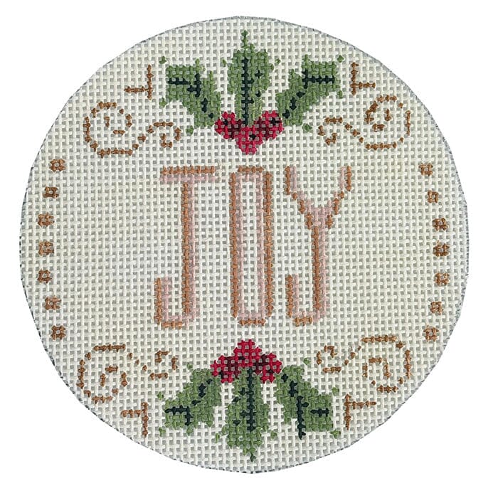 Joy with Holly Painted Canvas Alice Peterson Company