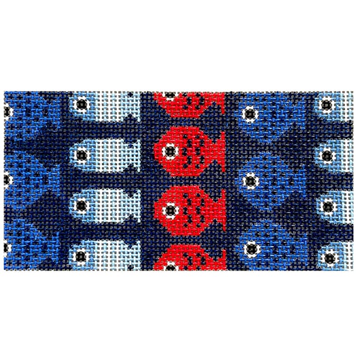 Just Keep Swimming 6x3 Navy Painted Canvas Love MHB Studio - 1