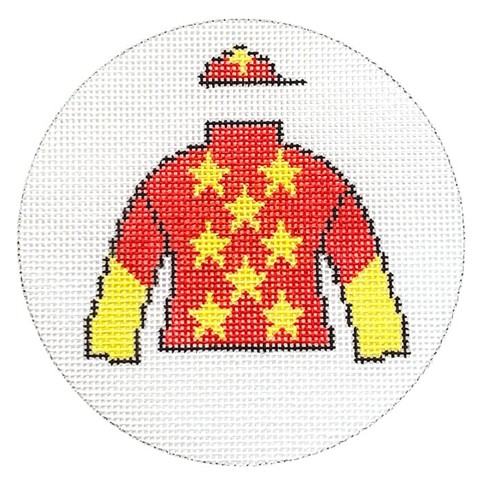 Justify Jockey Silks Ornament Painted Canvas Elm Tree Needlepoint - 1