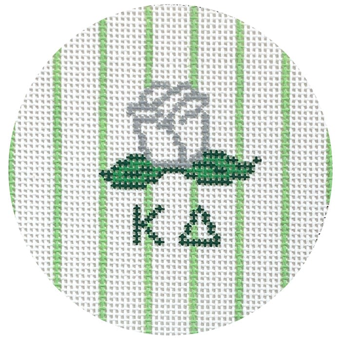 Kappa Delta 3" Round with White Rose Painted Canvas Kangaroo Paw Designs