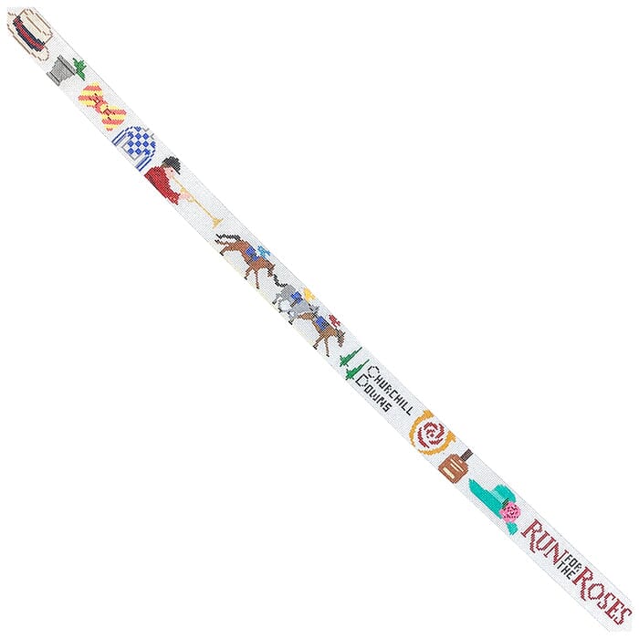 Kentucky Derby Belt Painted Canvas Elm Tree Needlepoint - 1