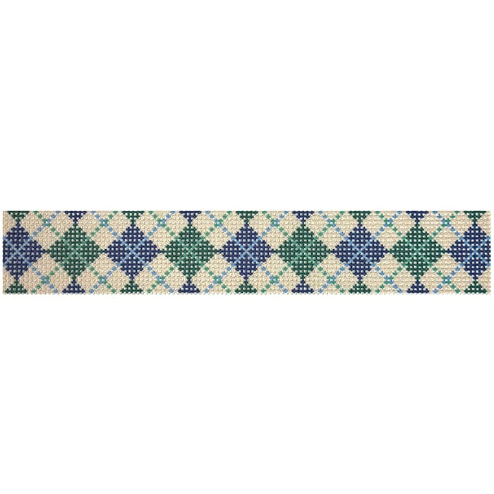 Khaki Argyle Key Fob Printed Canvas Two Sisters Needlepoint