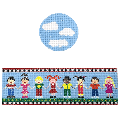 Kids Hold Hands hinged box with hardware Painted Canvas Funda Scully - 1