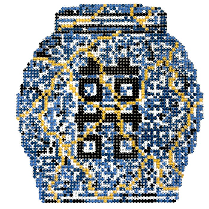 Kintsugi Ginger Jar Ornament Painted Canvas The Gingham Stitchery - 1
