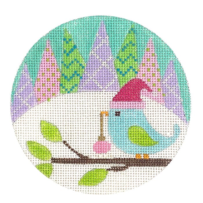 Kringle Bird Round Painted Canvas Eye Candy Needleart - 1