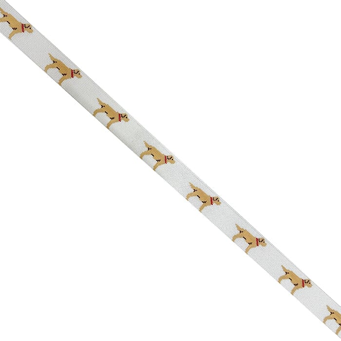 Labs Belt Yellow Design End to End Painted Canvas Elm Tree Needlepoint - 1