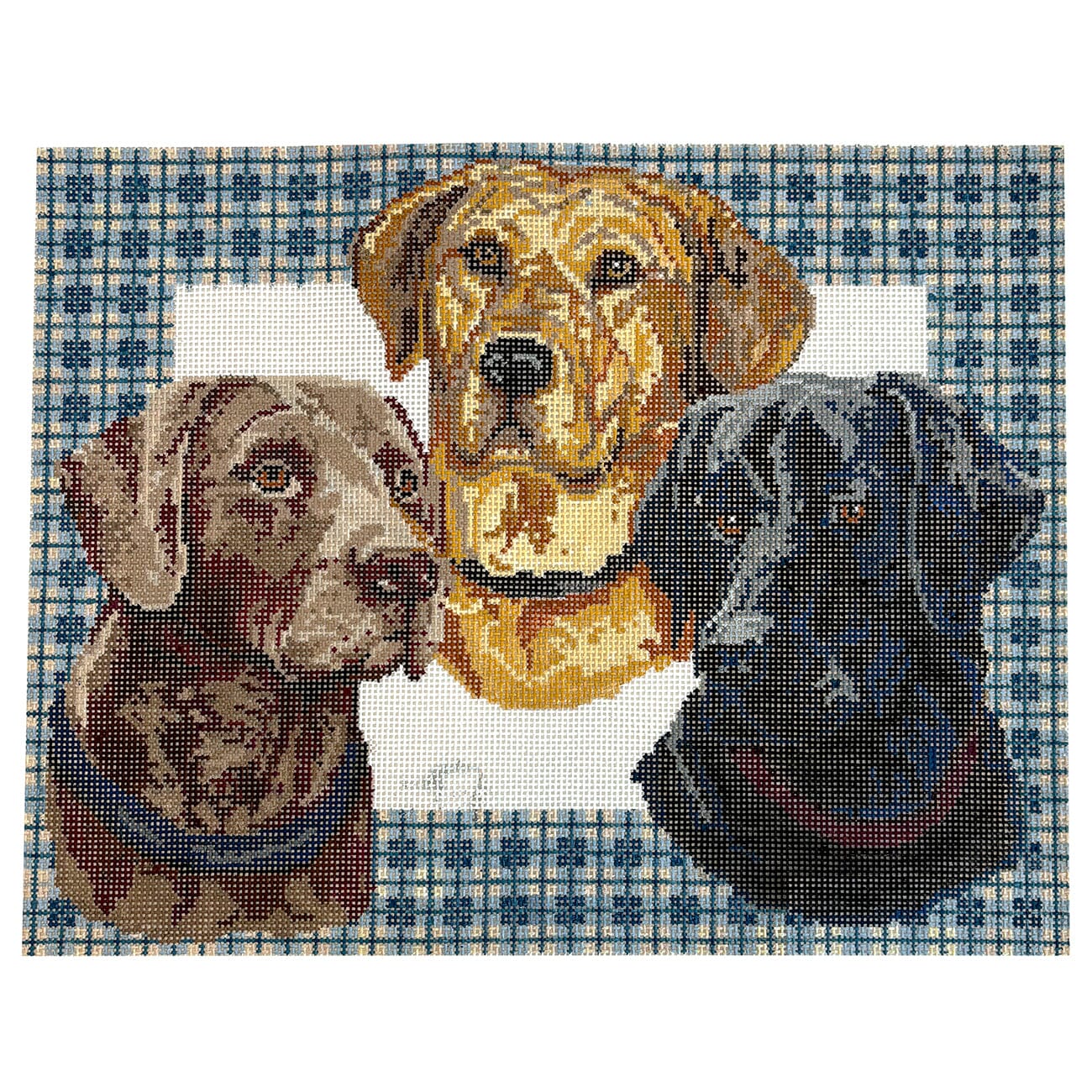 Labs on Plaid Painted Canvas The Meredith Collection - 1