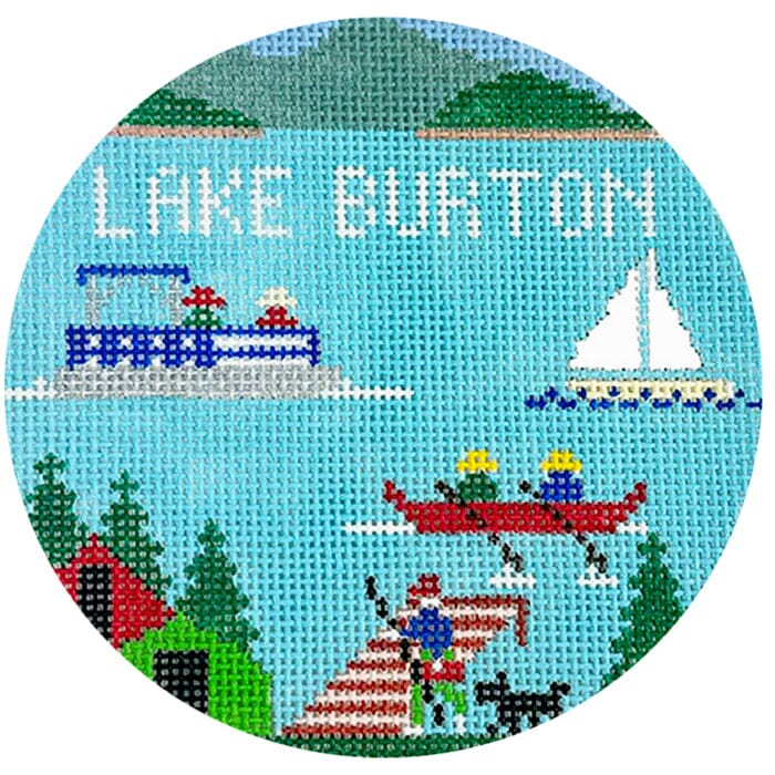 Lake Burton Round Painted Canvas Doolittle Stitchery - 1
