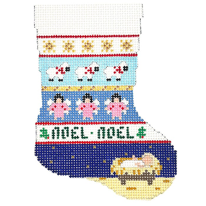 Lamb, Angels, Jesus Stripe Mini Stocking Painted Canvas Susan Roberts Needlepoint Designs Inc. - 1