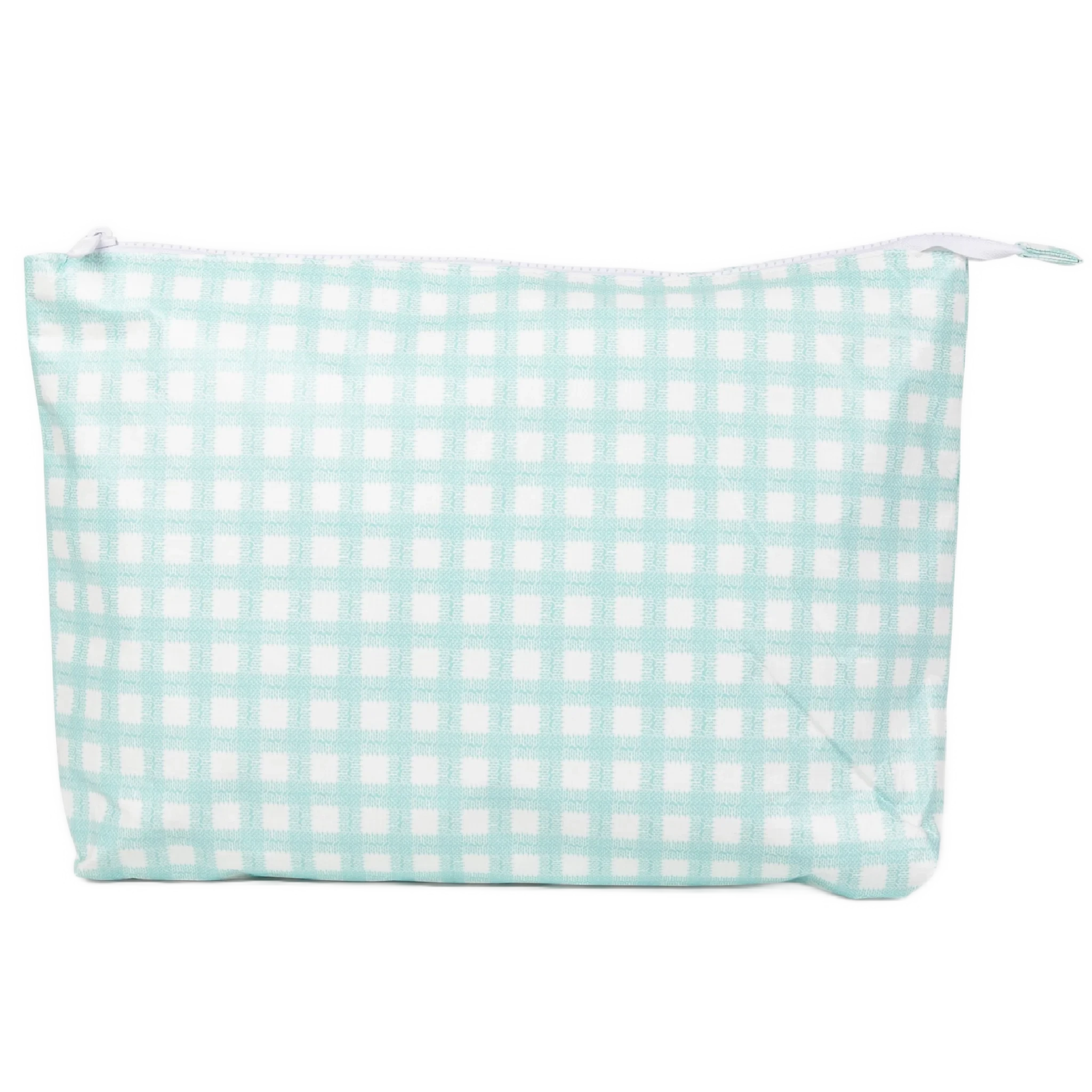Large Stash Bag 13x9 Aqua Gingham Accessories Wipstitch Needleworks - 1