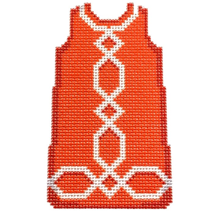 Lattice Trim Mini Shift/Coral Printed Canvas Two Sisters Needlepoint