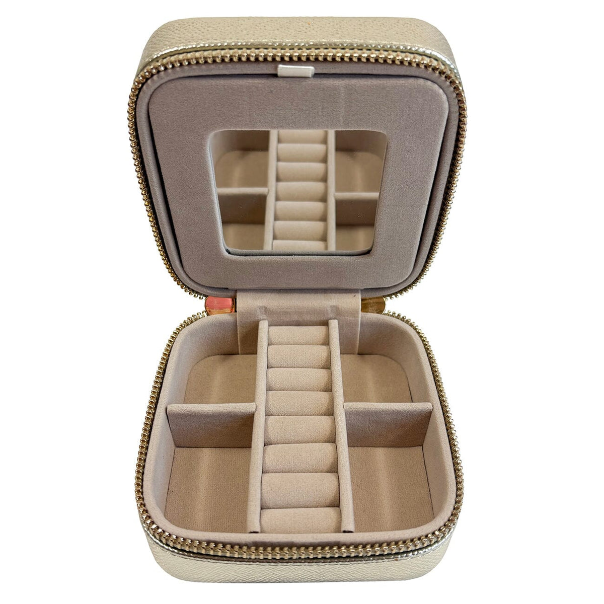 Leather 4" Square Jewelry Box Gold Palm Leather Goods Rachel Barri Designs - 3