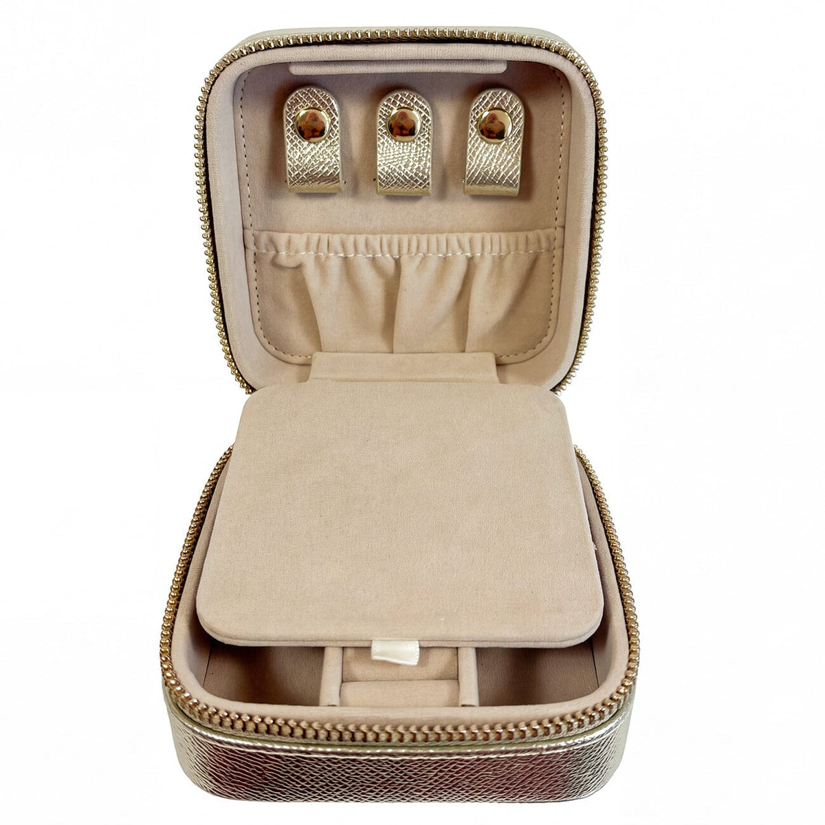 Leather 4" Square Jewelry Box Gold Palm Leather Goods Rachel Barri Designs - 4