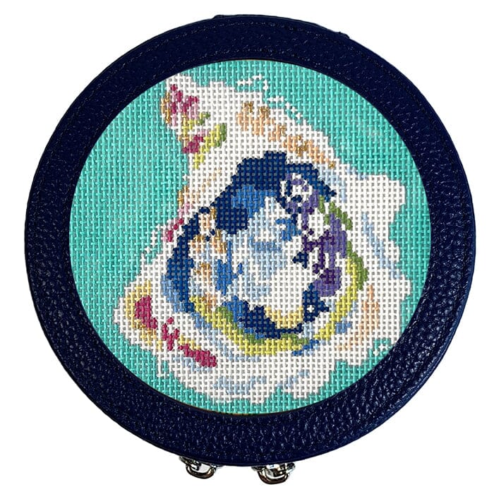 Leather 5" Round Jewelry Box   Navy Leather Goods Rachel Barri Designs