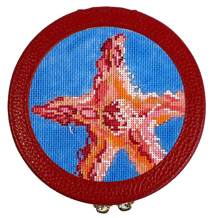 Leather 5" Round Jewelry Box   Red Leather Goods Rachel Barri Designs