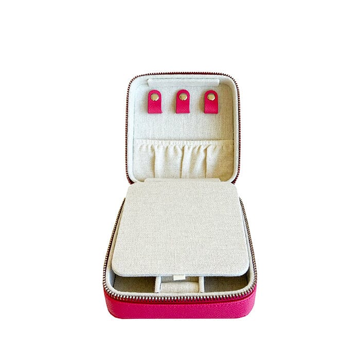 Leather 5" Square Jewelry Box Hot Pink Leather Goods Rachel Barri Designs - 4