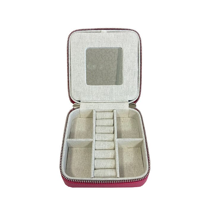 Leather 5" Square Jewelry Box Hot Pink Leather Goods Rachel Barri Designs - 5