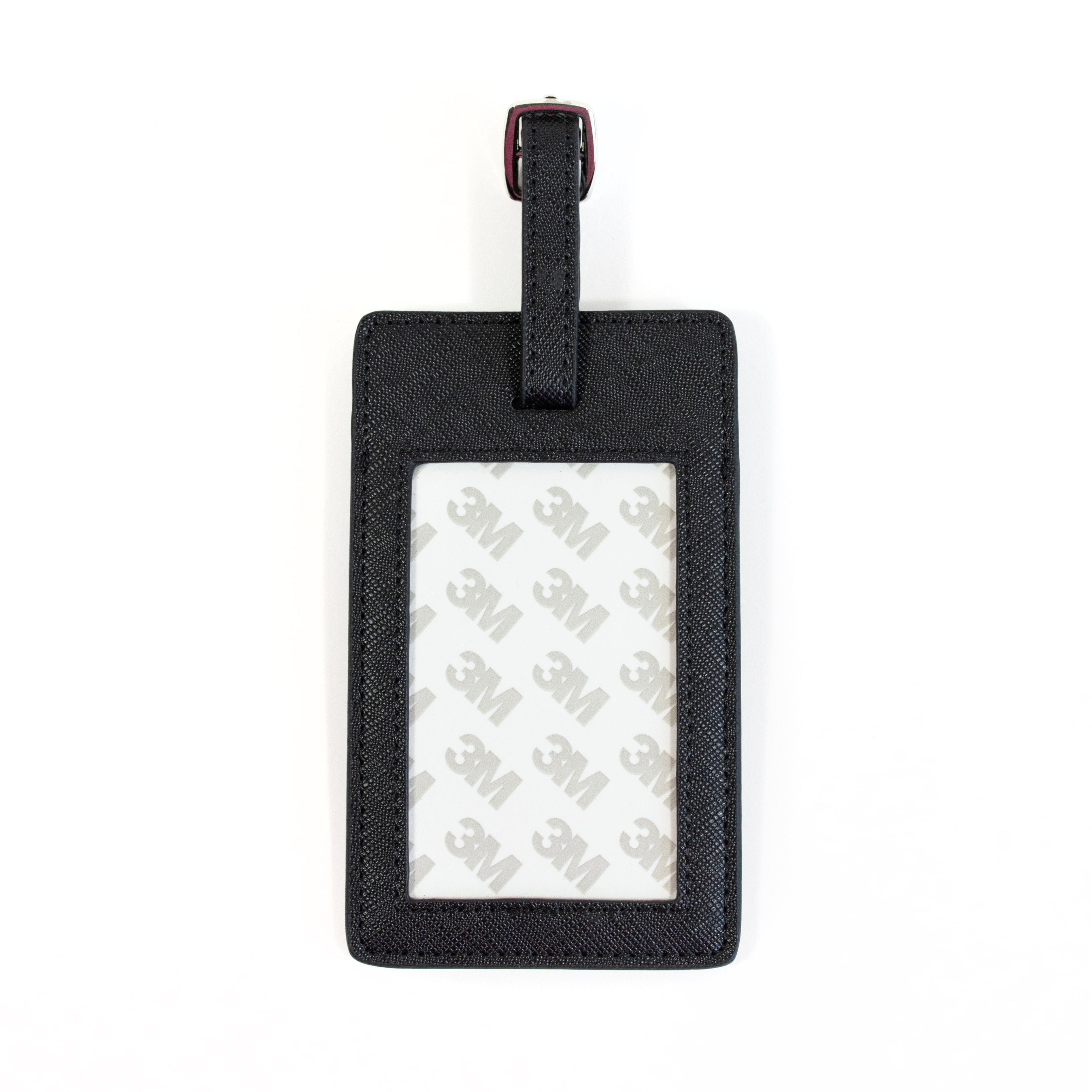 Leather Bag Tag Black Leather Goods Needlepoint.Com