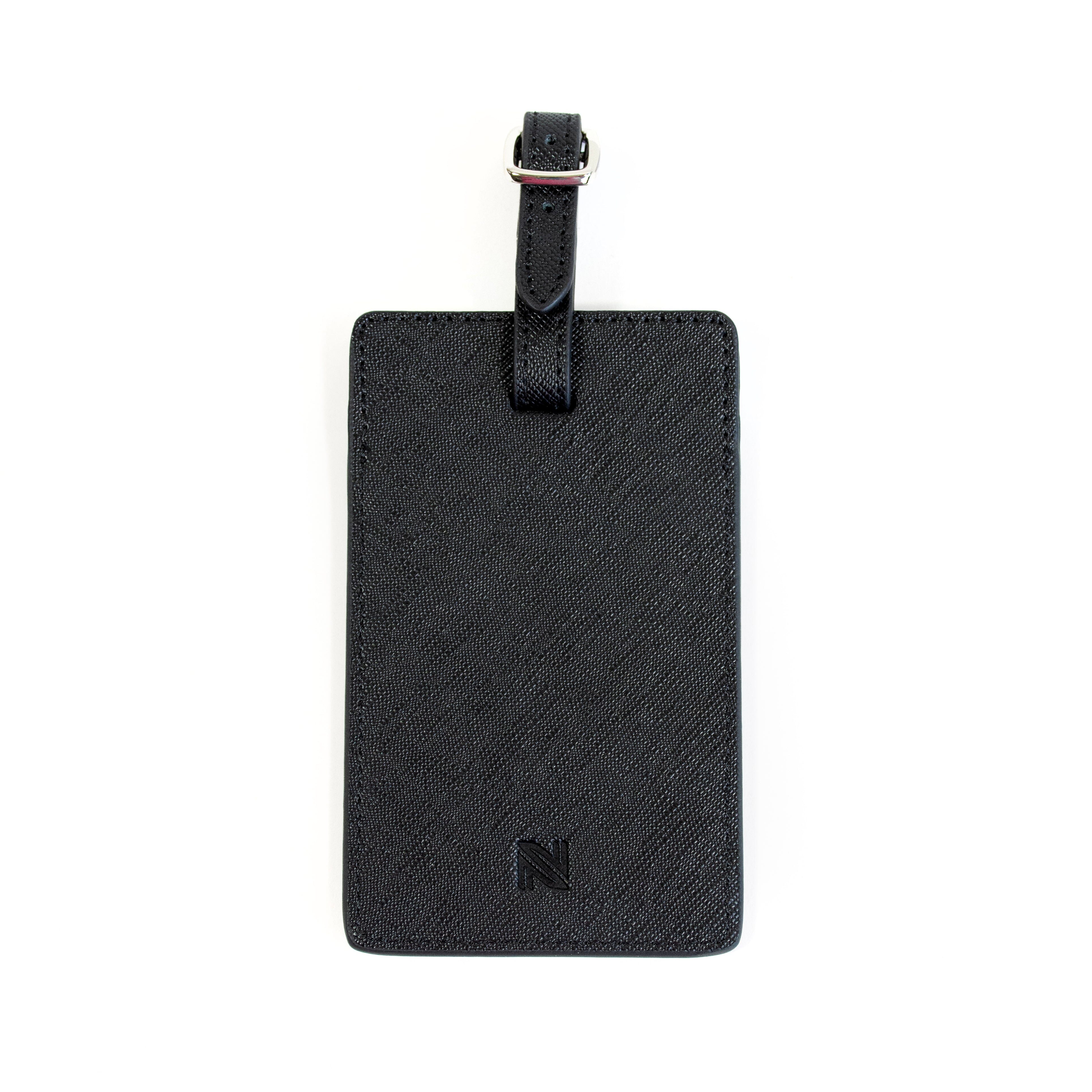 Leather Bag Tag Black Leather Goods Needlepoint.Com