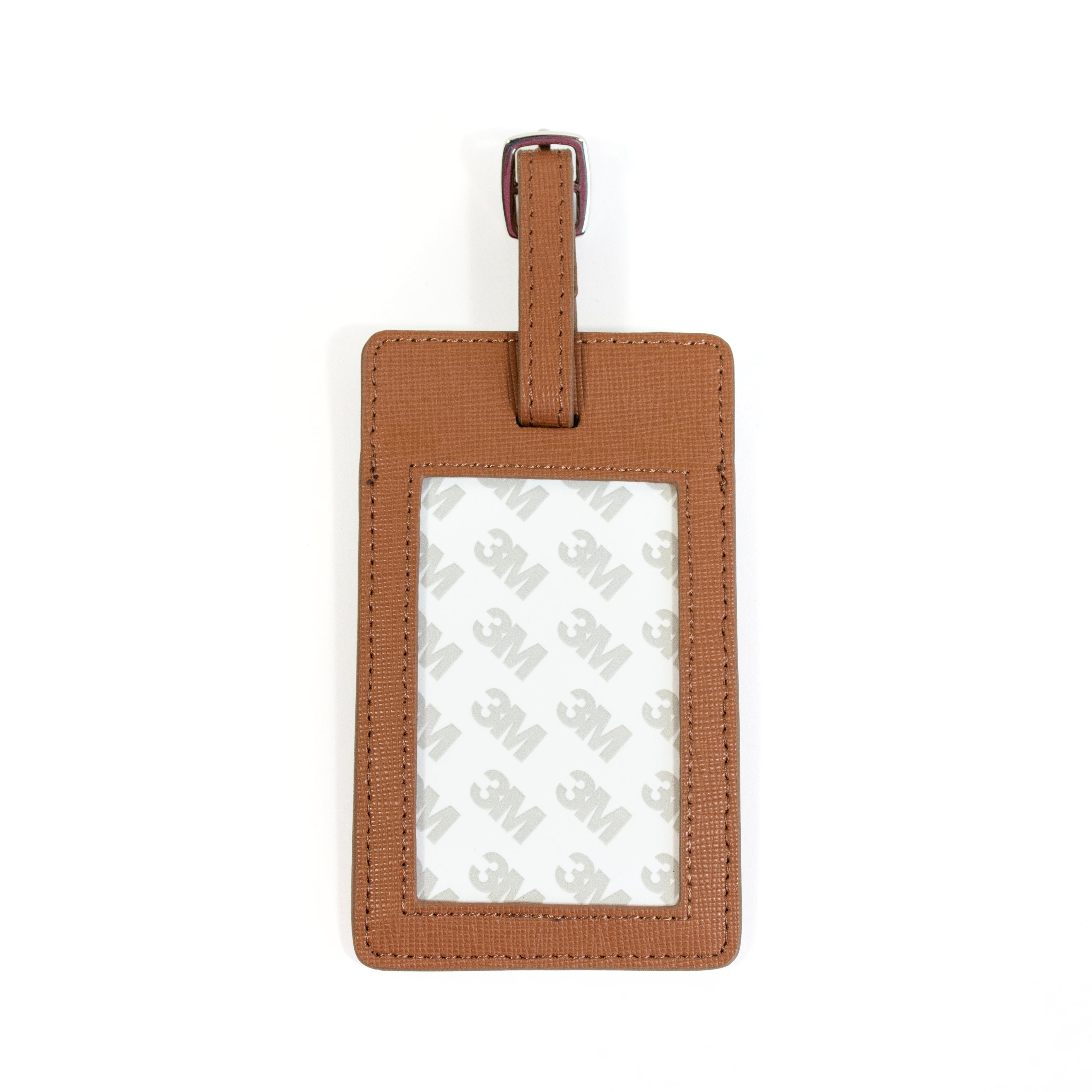 Leather Bag Tag Brown Leather Goods Needlepoint.Com