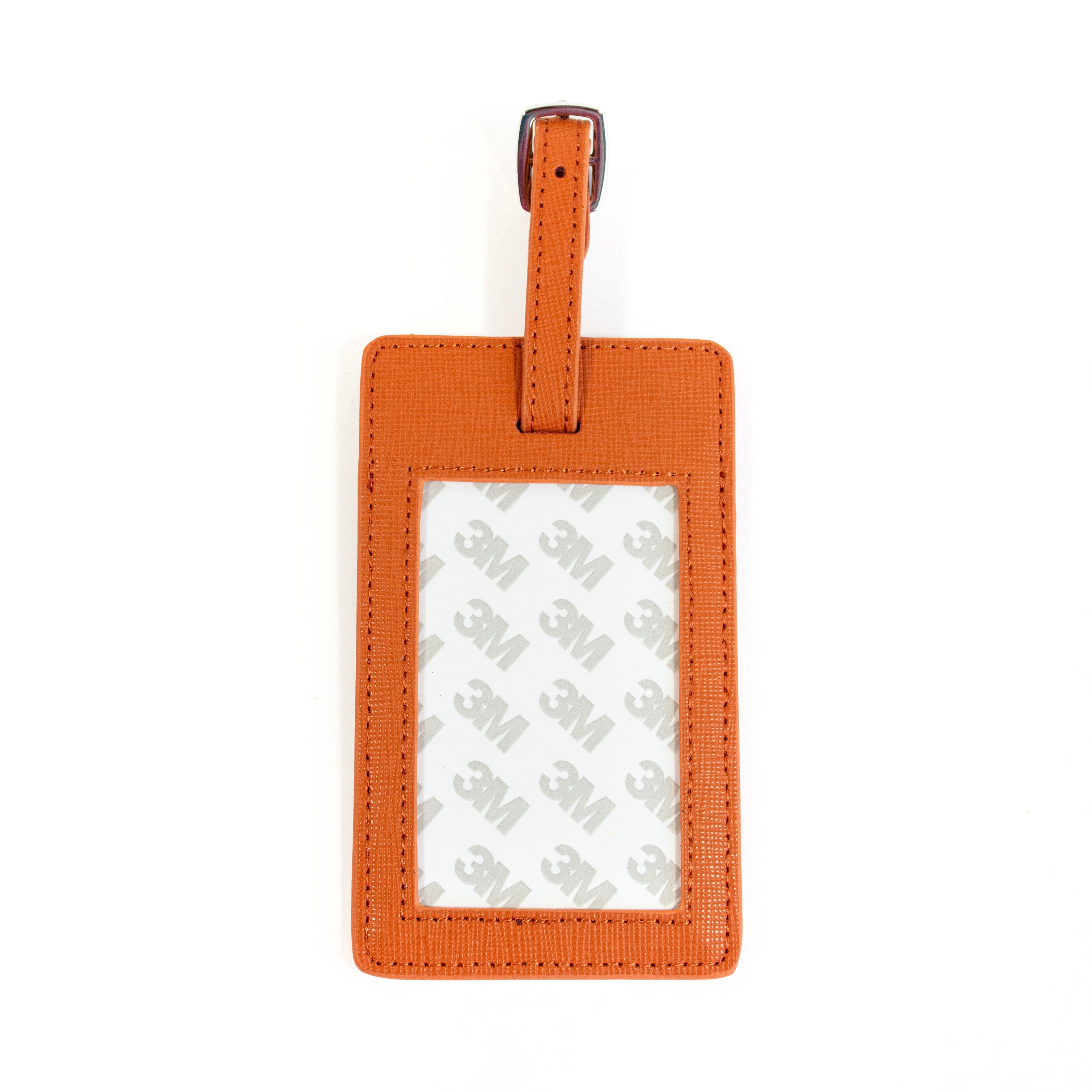 Leather Bag Tag Orange Leather Goods Needlepoint.Com