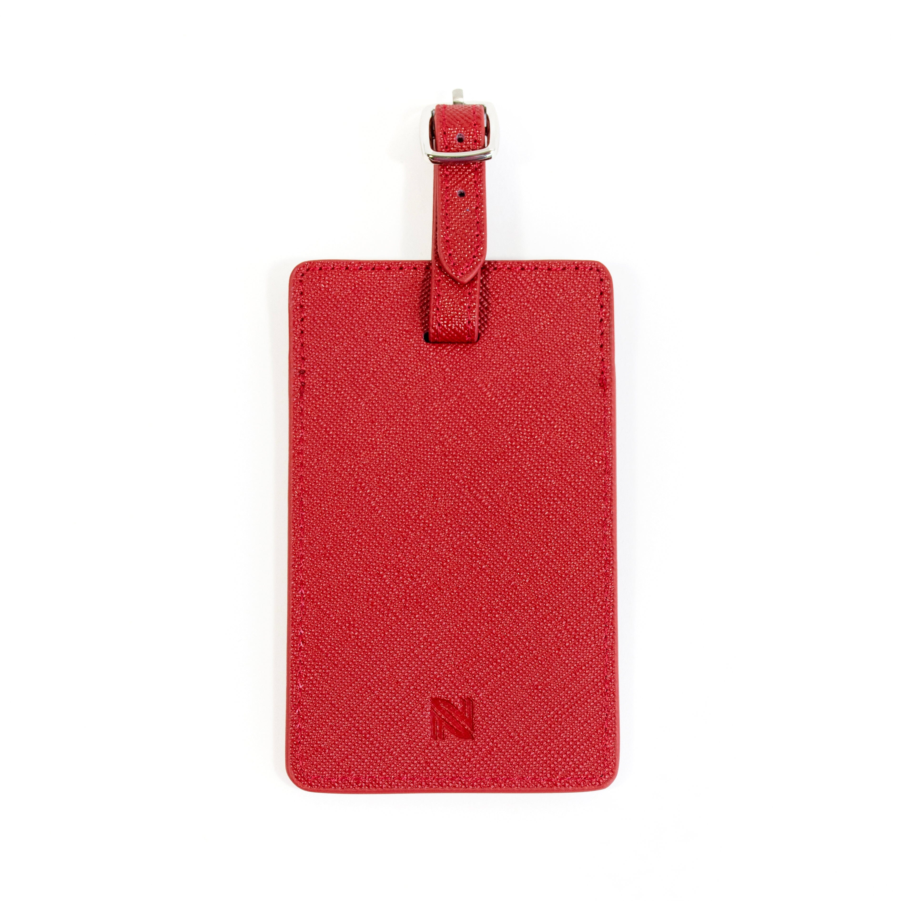 Leather Bag Tag Red Leather Goods Needlepoint.Com