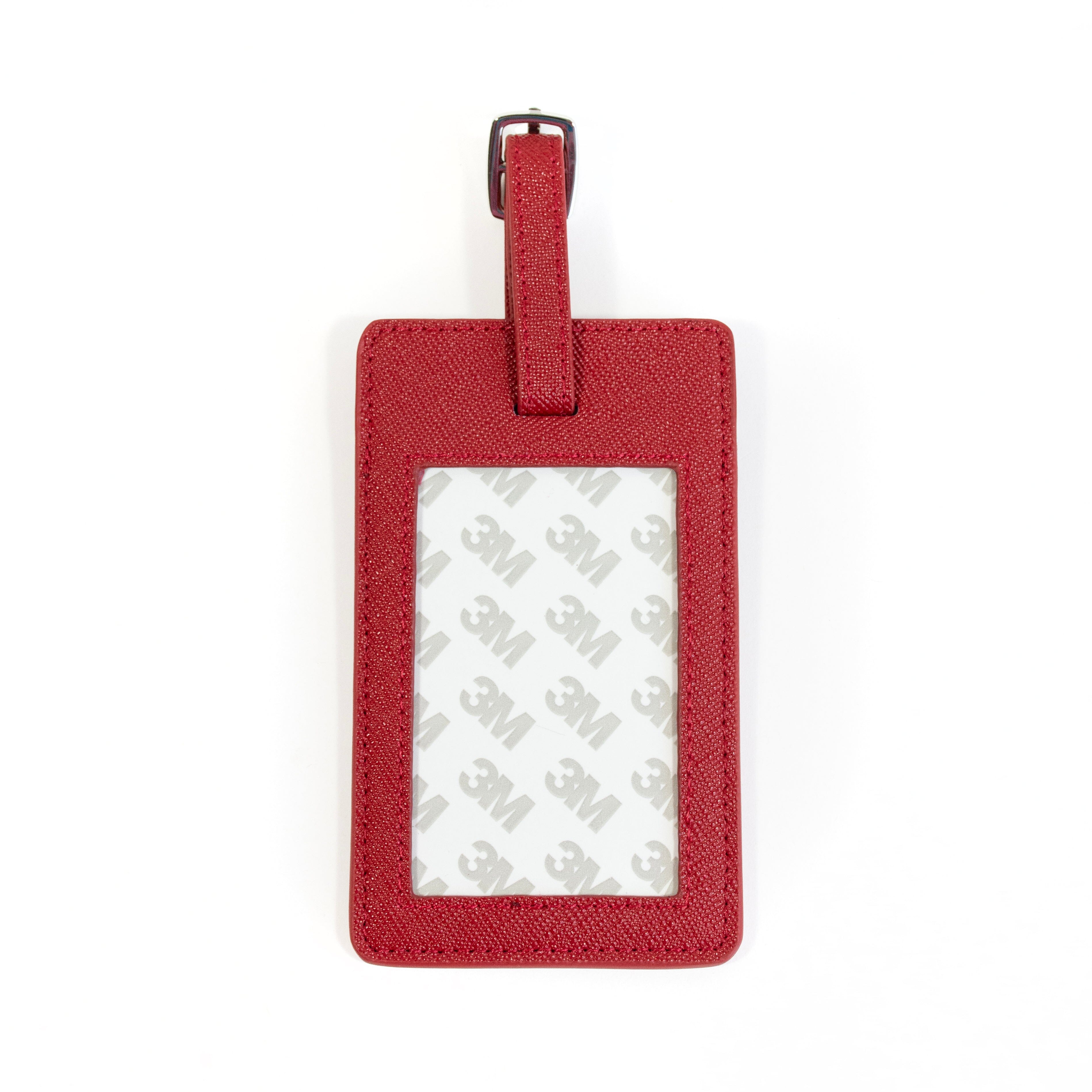 Leather Bag Tag Red Leather Goods Needlepoint.Com