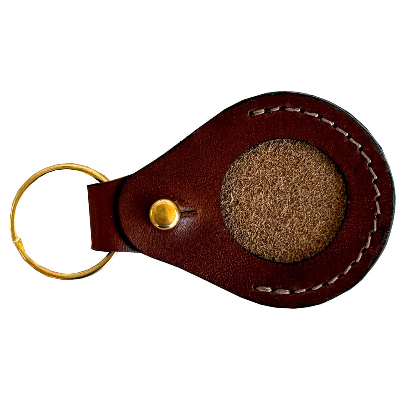 Leather Key Fob Mini Circle Brown Bridle Leather Goods Clayton and Crume
