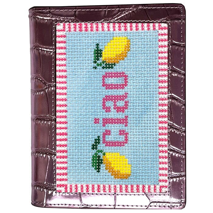 Leather Passport Cover Mauve Metallic Croc Leather Goods Rachel Barri Designs - 1