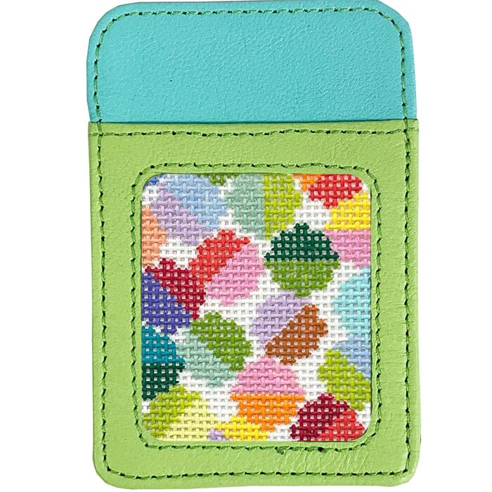 Leather Phone Case Wallet Aqua/Lime Leather Goods Planet Earth Leather - 1