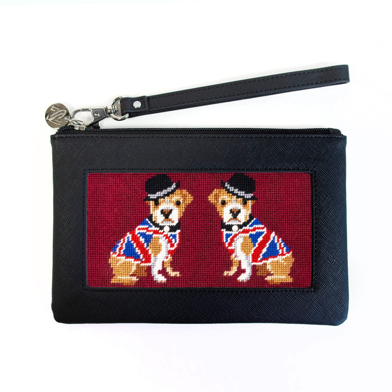 Saffiano Leather Accessory Bag - Black | Needlepoint.Com