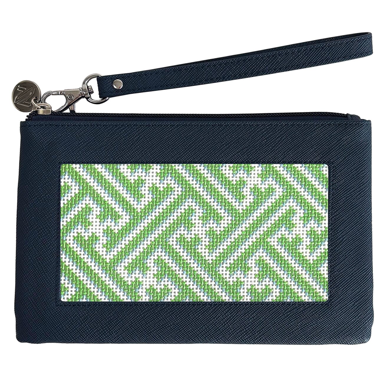 Leather Pouch Navy Leather Goods Needlepoint.Com - 1