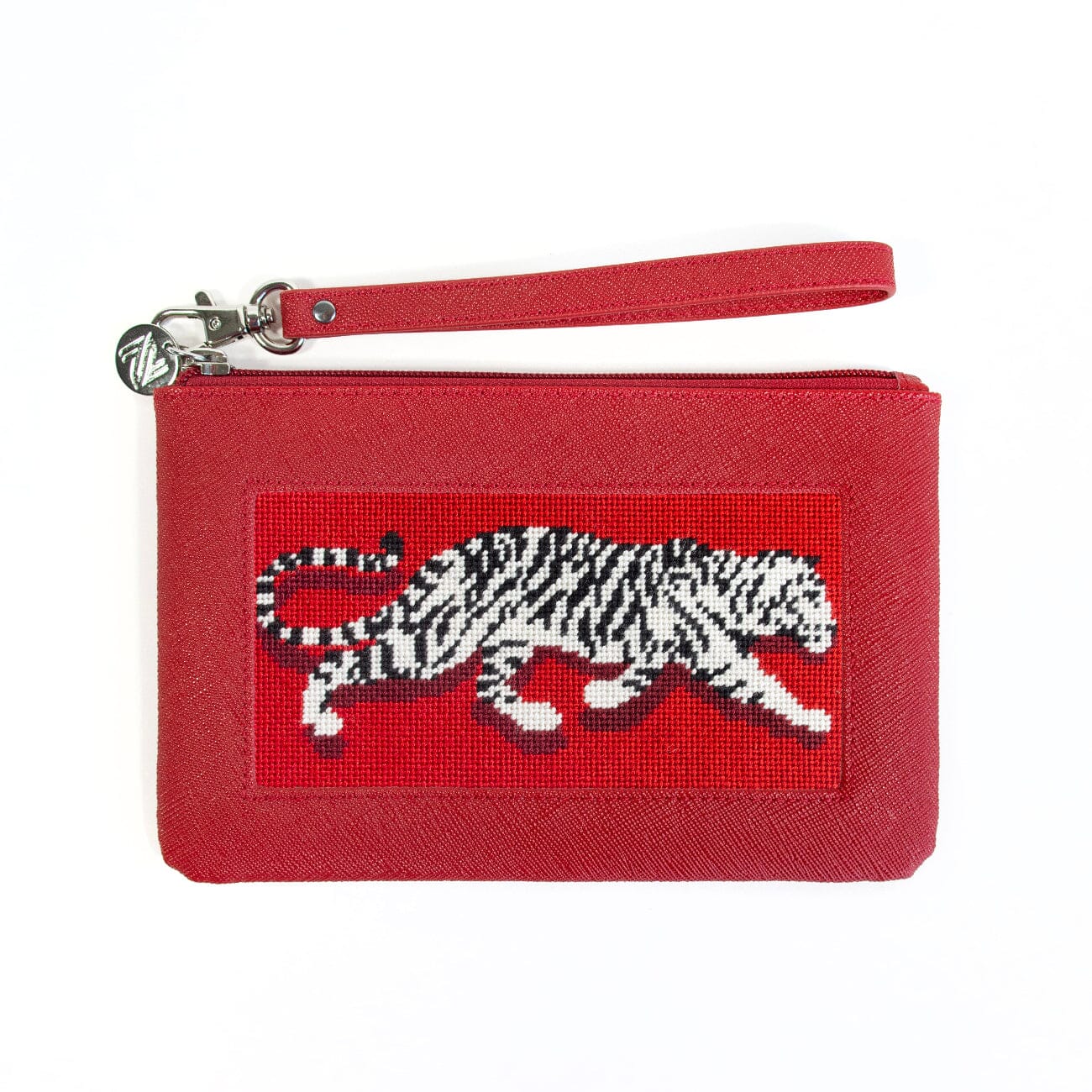 Saffiano Leather Accessory Bag - Red | Needlepoint.Com